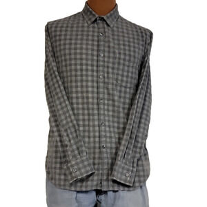 𝅺marc Anthony gray and silver slim fit plaid button down shirt size L